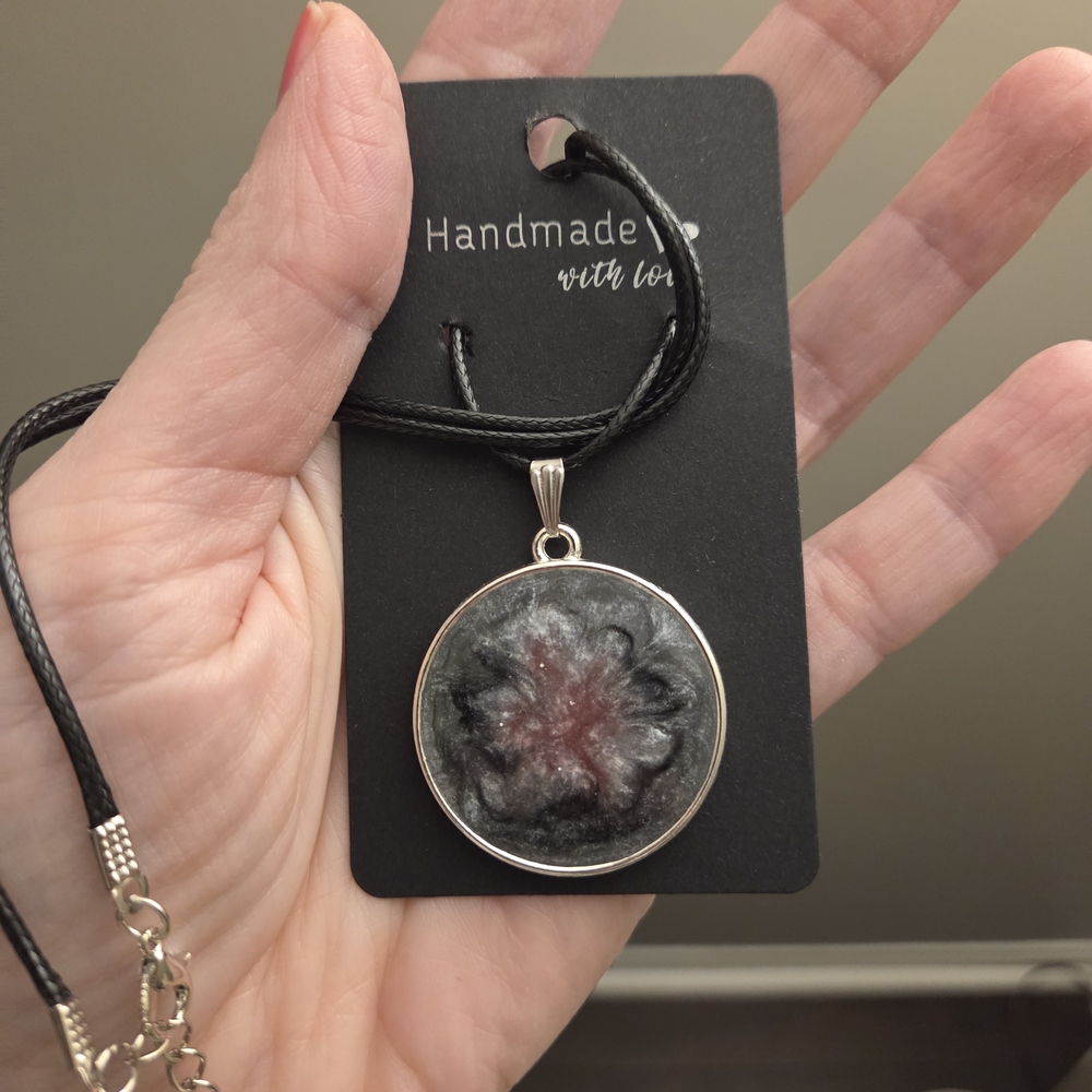 Black and Silver Pendant Necklace - Picture 2 of 2